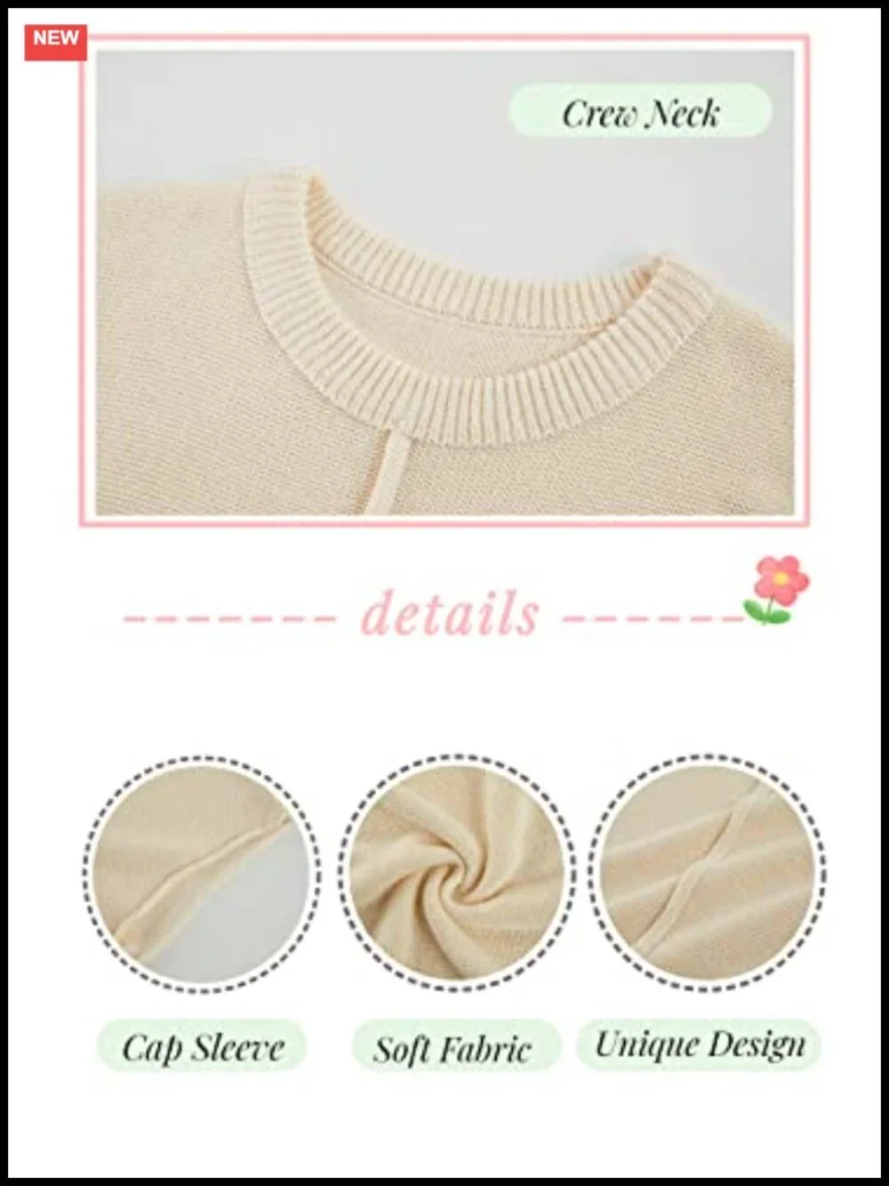 Women's Lightweight Cap Sleeve Knit Pullover Sweater Vest, Cotton Acrylic